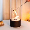 10.5" H Portable Tabletop Round Fireplace(Black)